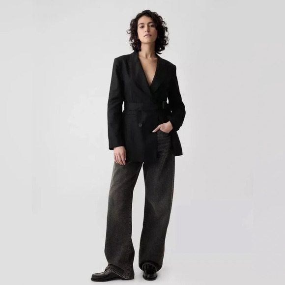 **** SOLD *****Gap Linen-Cotton Blazer Double Breasted Relaxed Fit Career - Picture 1 of 13